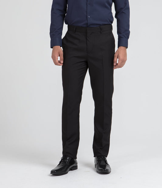 Pantaloni sartoriali basic a gamba dritta in poliestere nero