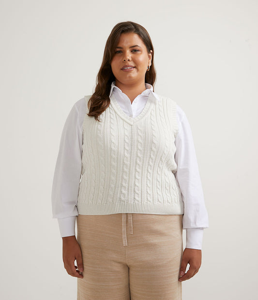 Gilet beige con scollo a V - Curve e taglie forti
