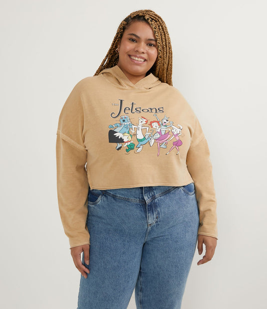 Moletom cropped em bege com estampa dos Jetsons - Curve & Plus Size