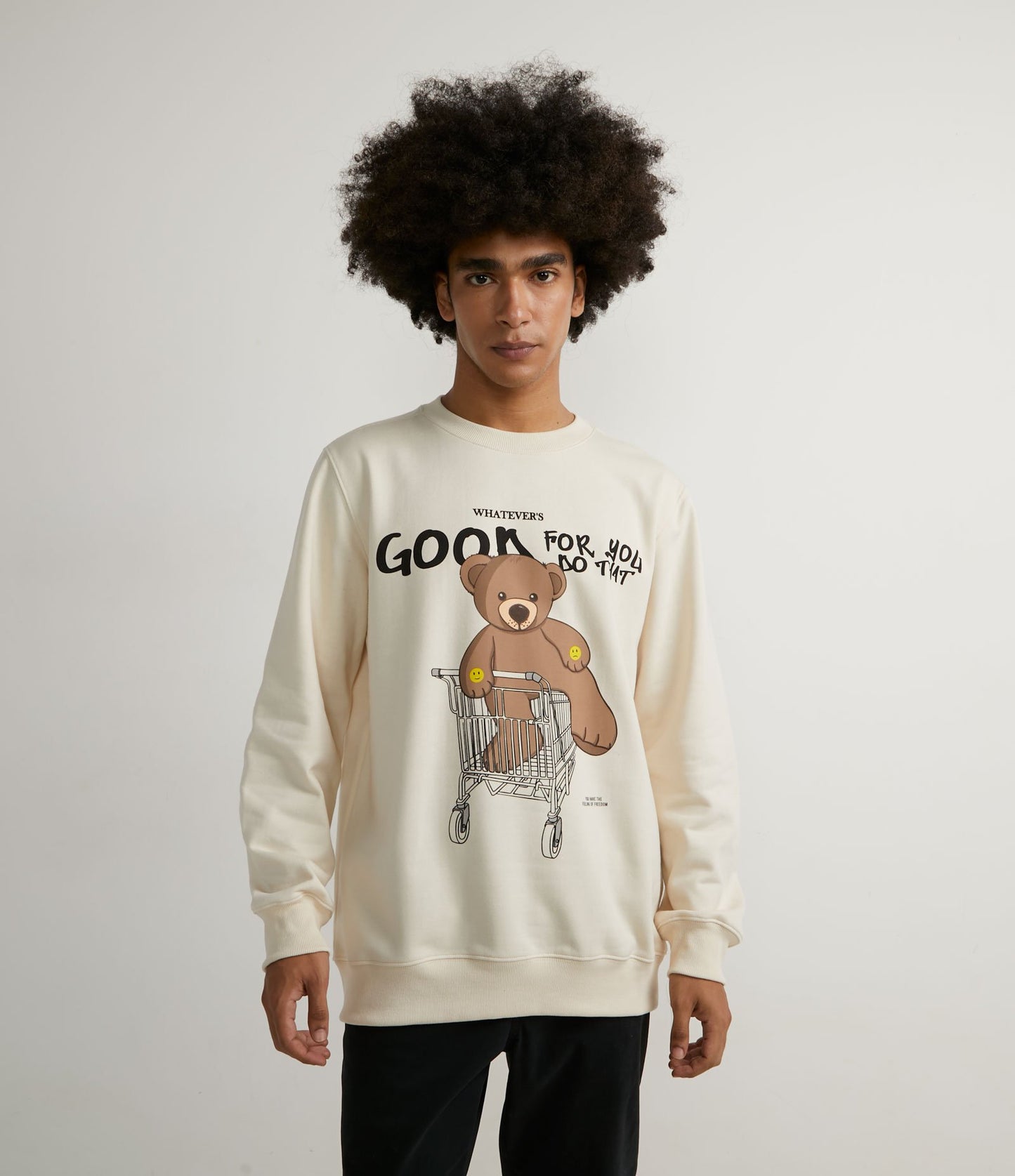 Felpa beige con stampa orsetto