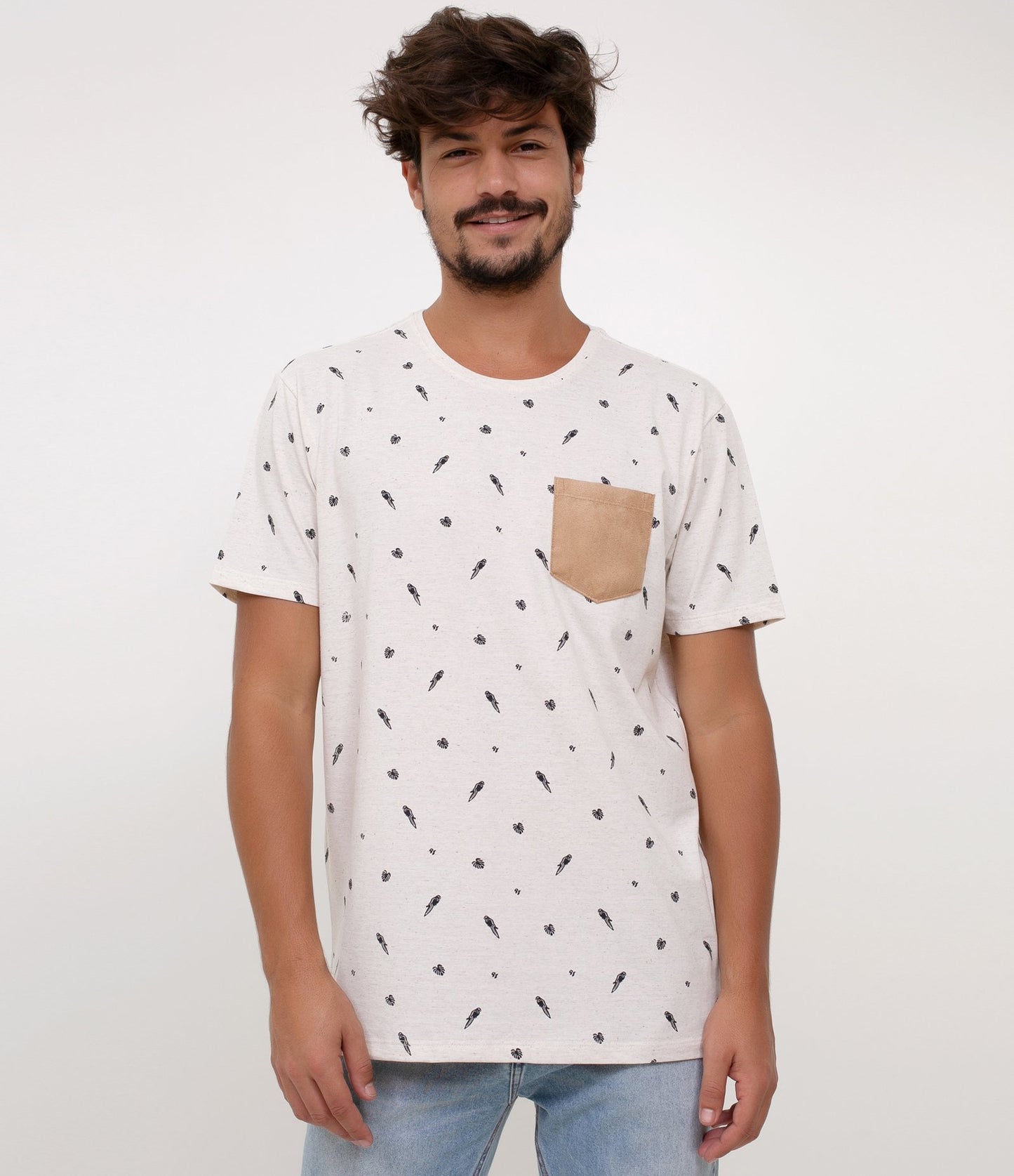 Printed T-Shirt with White Pocket