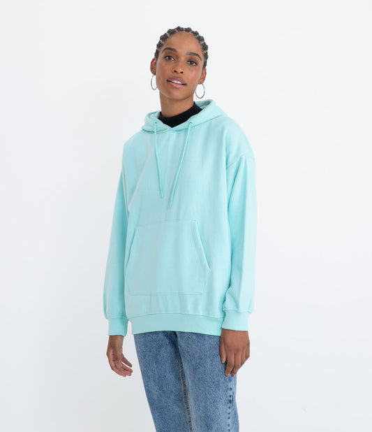 Felpa Basic Pullover con tasca a canguro in blu