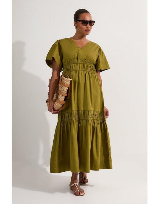 Vestido Midaxi Tallas Grandes Tejido de Algodón con Tirantes