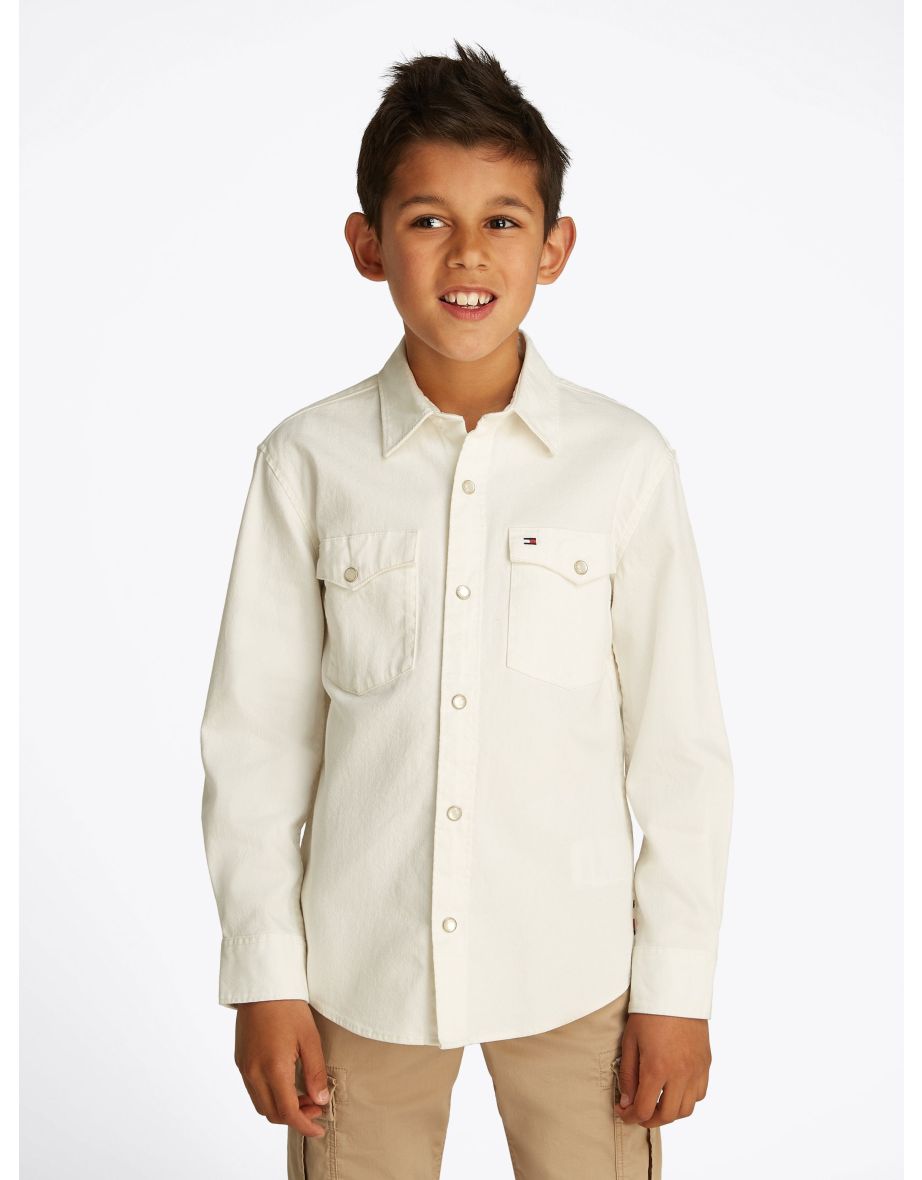 Camisa de brim branca para meninos