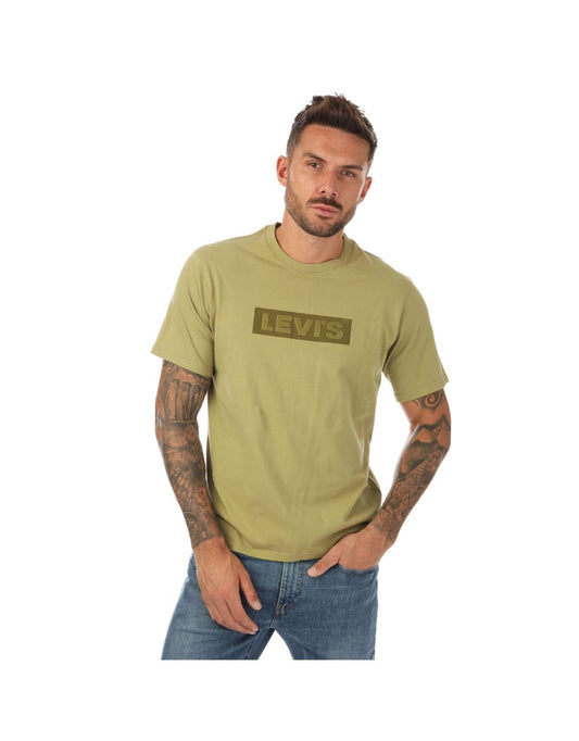 Camiseta Levi's Relaxed Fit Box Tab Logo Verde para hombre