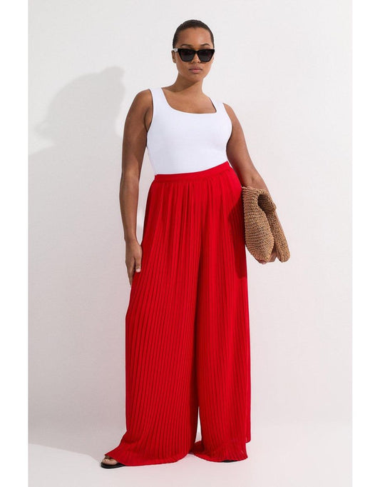 Pantaloni a gamba larga plissettati Plus Size