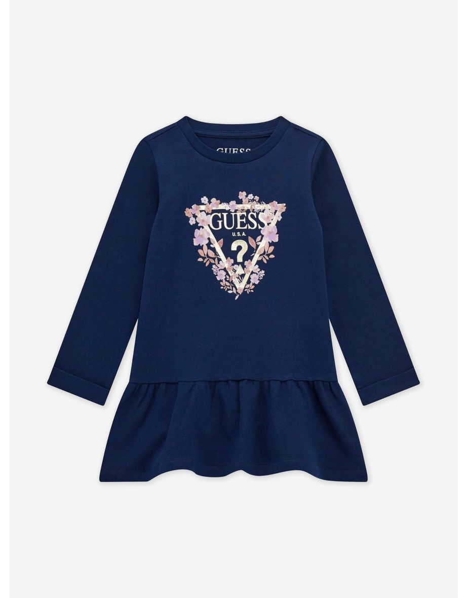 Vestito in jersey con logo di Guess da ragazza in blu