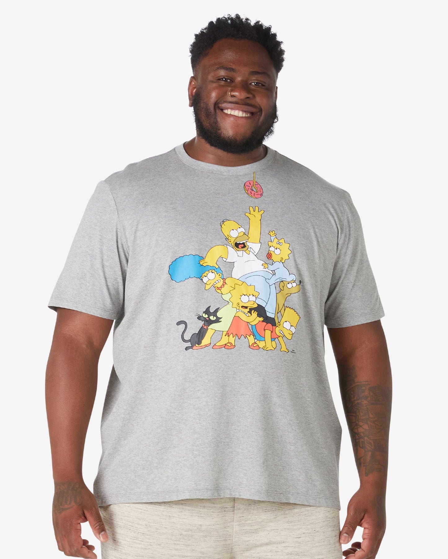Men's Plus Size Short Sleeve T-Shirt The Simpsons Gray Heather