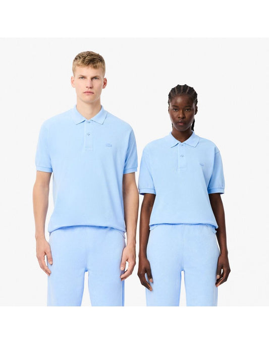 Camisa Polo Lacoste Classic Fit L.12.12 Washed Effect Masculina - Azul