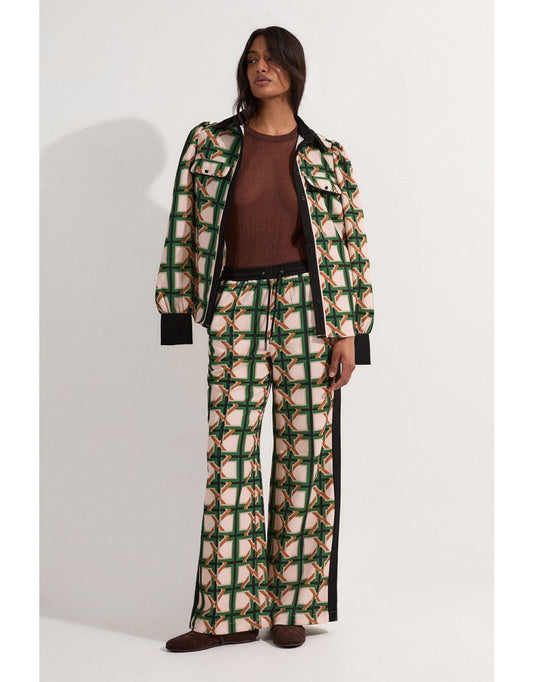 Camicia a maniche lunghe in twill alta con stampa a bordi di cravatta