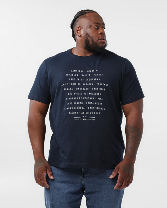 Camiseta masculina plus size azul América do Sul | Original Plus By Riachuelo