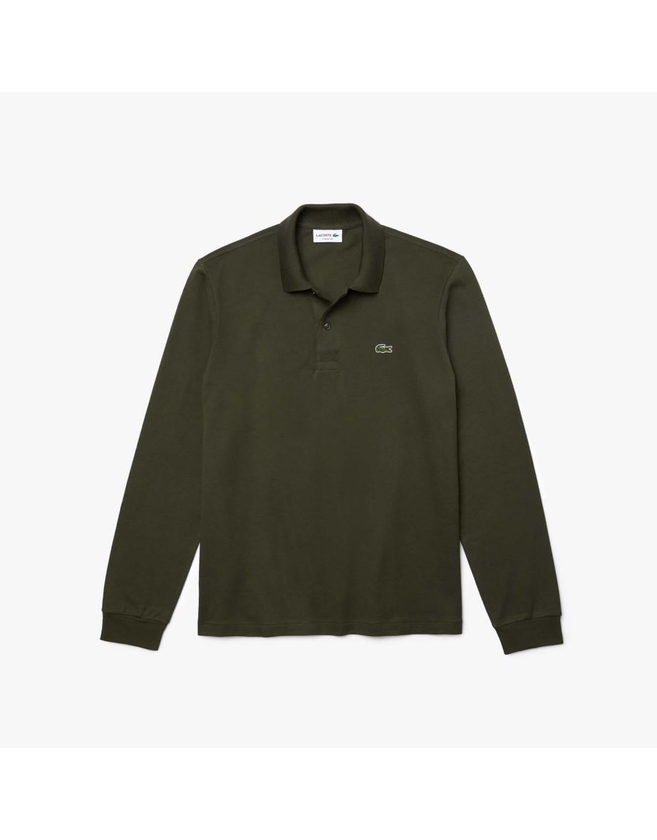 Camisa polo masculina Lacoste Classic Fit de manga longa - Verde
