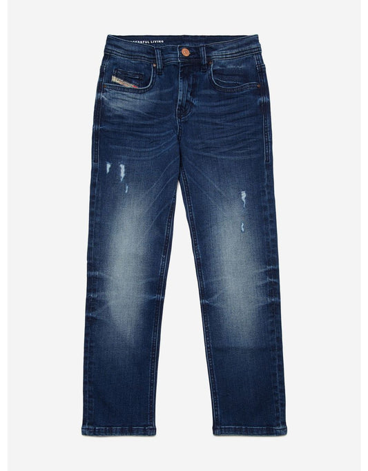 Jeans Distressed Regular Fit para meninos em azul
