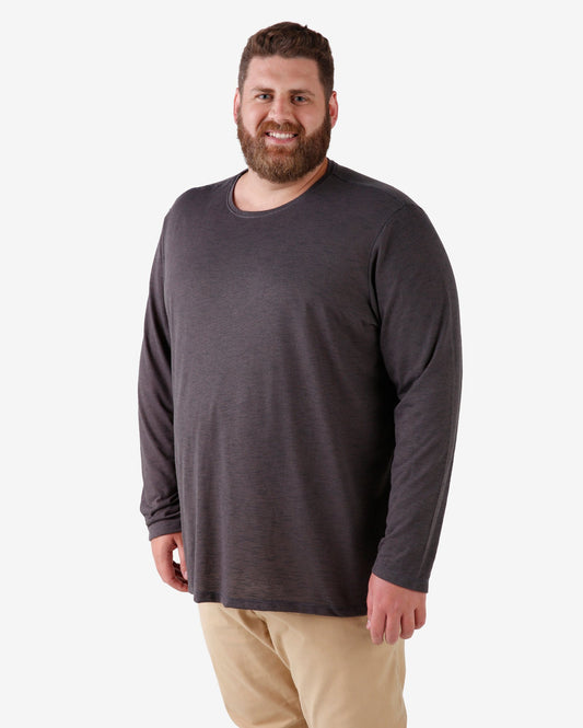 Maglietta Plus Size Basic a maniche lunghe - Grigio antracite