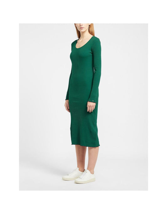 Vestido midi feminino com babados na cor verde da Tommy Hilfiger