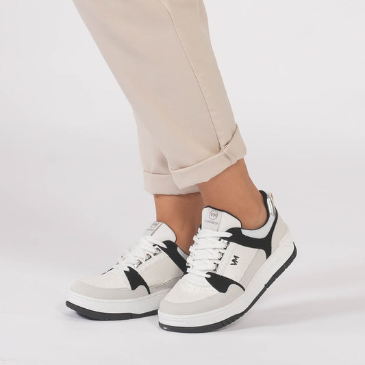 Women's Two-Tone Casual Sneakers with Laces - White