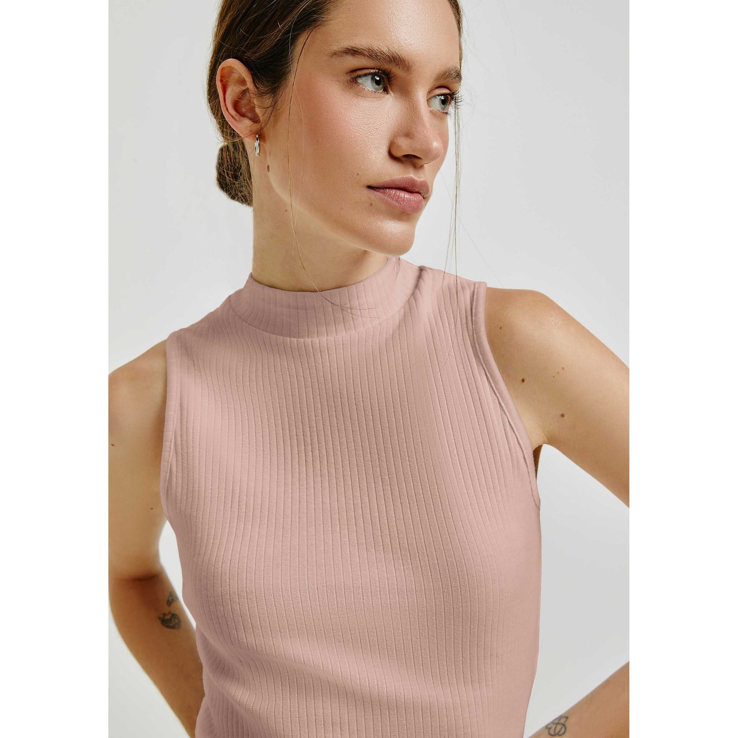 Camiseta de tirantes acanalada básica sin cuello alto para hombre