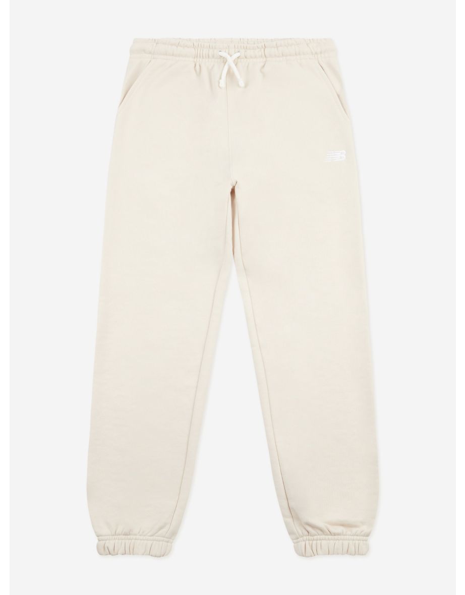 New Balance Girls' French Terry Joggers con logo piccolo in beige