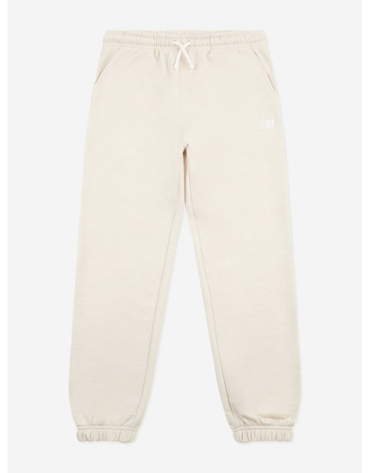 New Balance Girls' French Terry Joggers com logotipo pequeno em bege