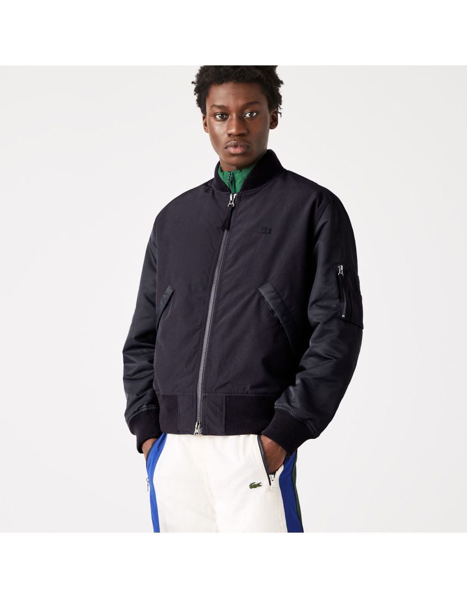 Jaqueta Bomber Lacoste azul com zíper completo para homens