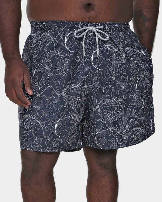 Pantaloncini dritti con stampa a foglia nera Allman by Riachuelo Uomo Plus Size