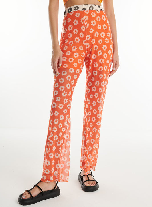 Pantaloni in tulle arancione a margherita Clc