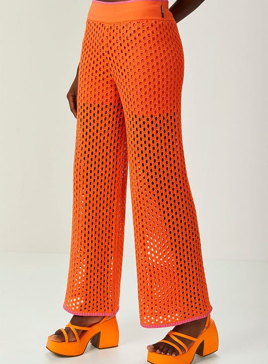 Pantaloni in maglia trasparente