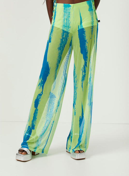 Pantaloni di giada con tulle stampato