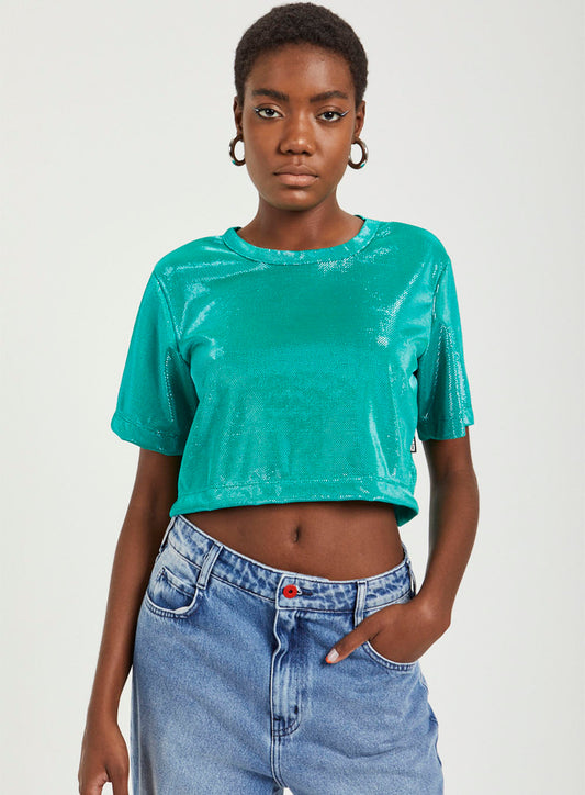 Camiseta recortada Metallic Pool