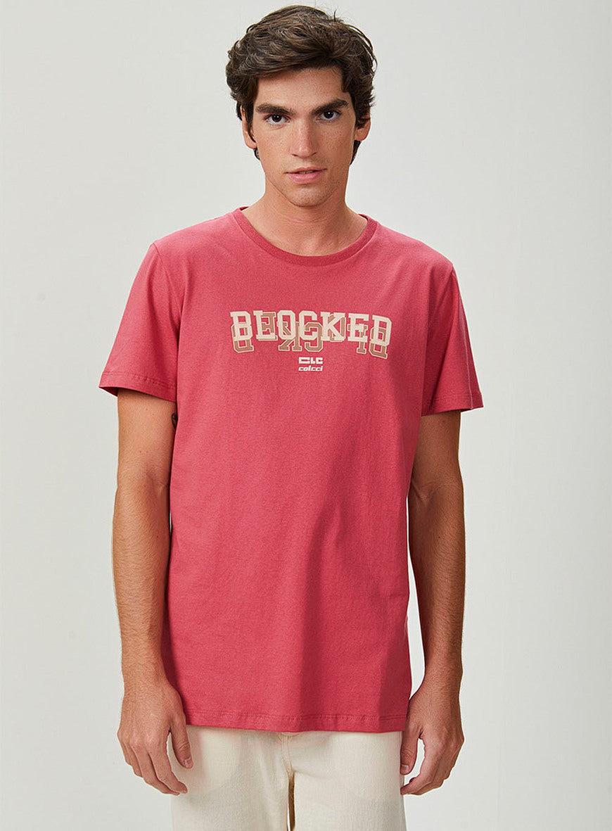 Blocked Color Short Sleeve Straight T-Shirt