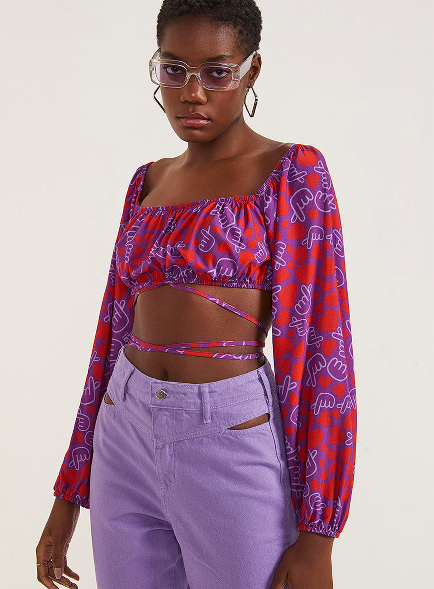 Blusa con Lazo y Mangas Largas