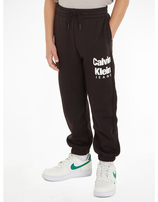 Chicos Joggers Negros con Logotipo Sobredimensionado