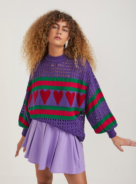 Maglione a maglia con cuori design CLC