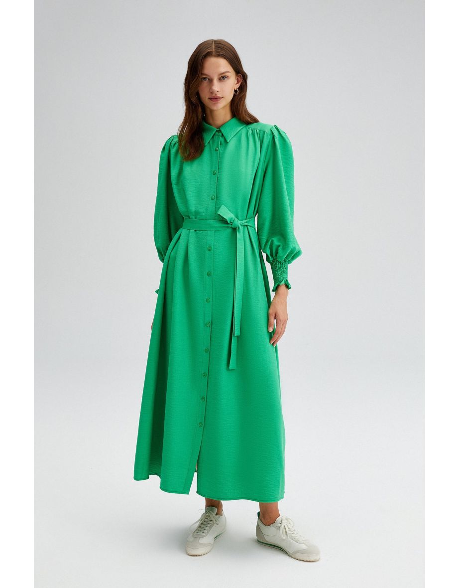 Vestido de viscose com mangas elásticas