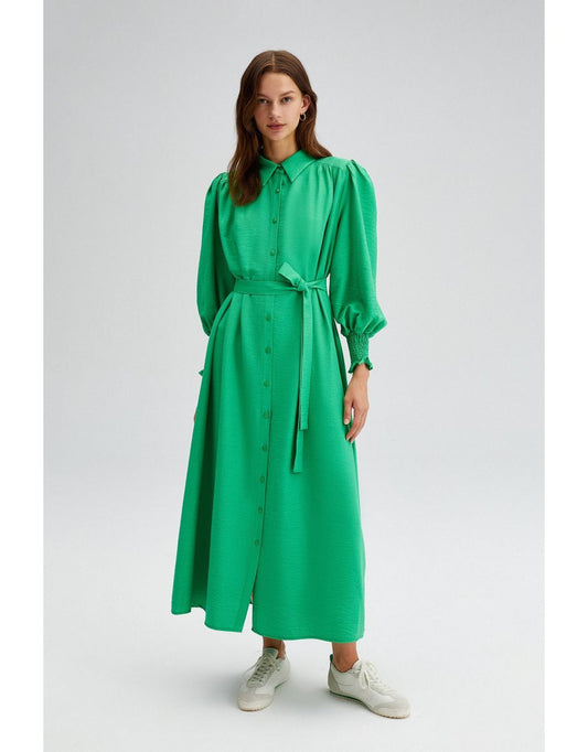 Vestido de viscose com mangas elásticas