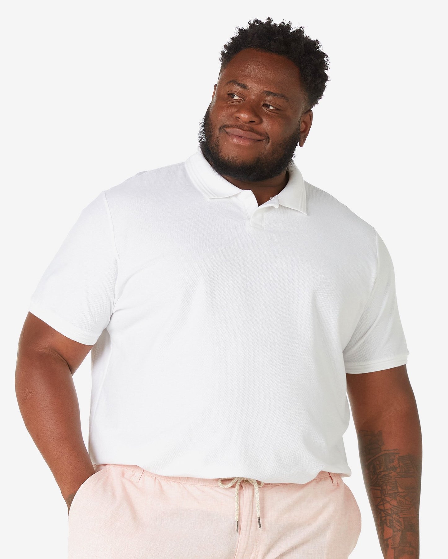 Polo bianca plus size da uomo con colletto sportivo di Allman - Riachuelo