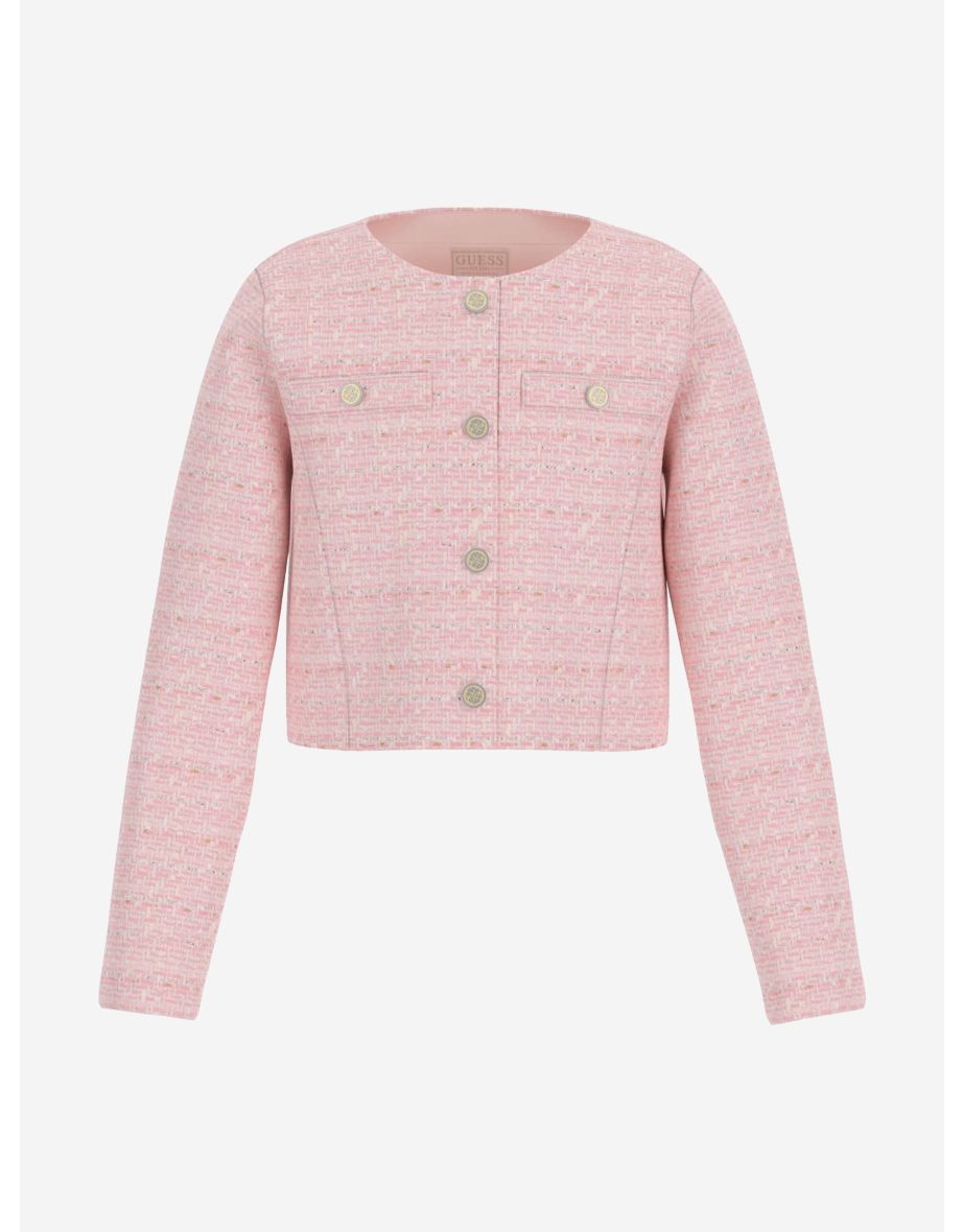Chaqueta de tweed rosa para niña