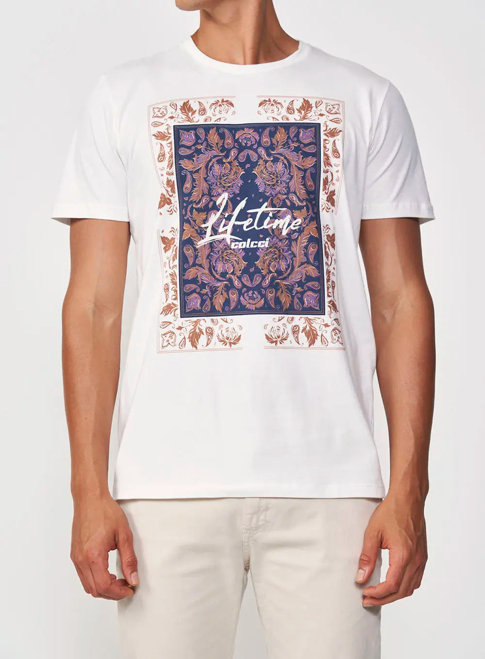 T-shirt in cotone con stampa etnica