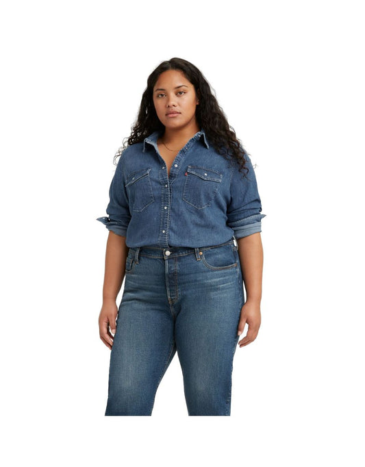 Camicia Levi's Plus Iconic Western Denim Donna - Blu
