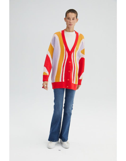 Cardigan in maglia a fantasia