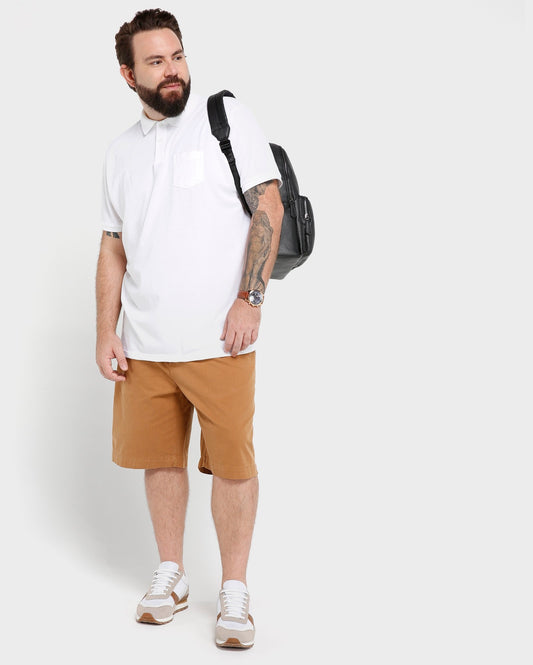 Polo Basic Plus Size con tasca - Bianco