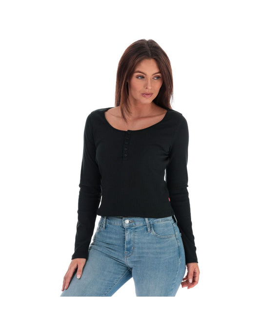 Maglietta Levi's Brandy a maniche lunghe da donna - Nero