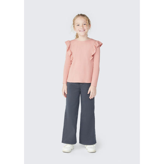 Calça de sarja de perna larga para meninas