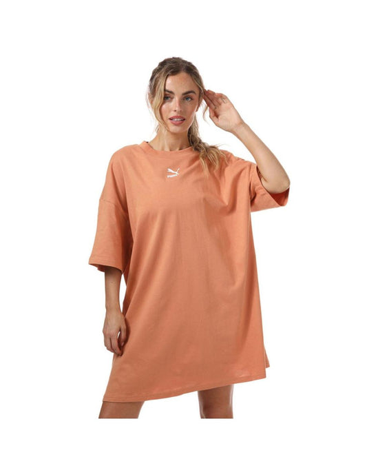 Mini abito a camicia con colonna color pesca