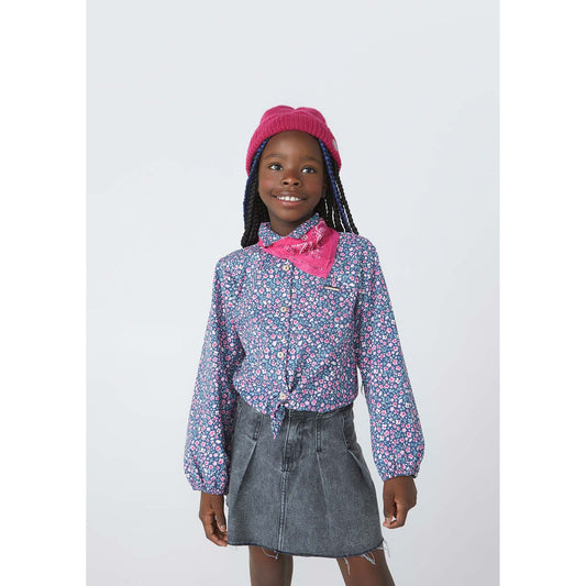 Camicia da bambina a maniche lunghe con motivo floreale