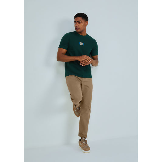 Pantaloni basic slim fit da uomo in twill con elastan