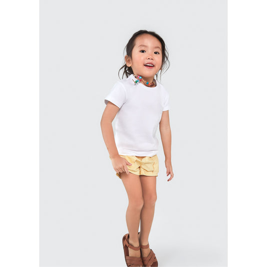 Blusa básica de manga curta para meninas pequenas