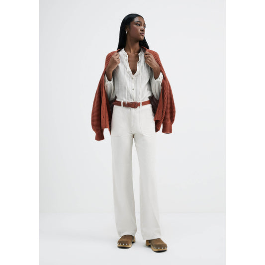 Pantaloni a vita alta a gamba larga da uomo in twill - Tinti in capo