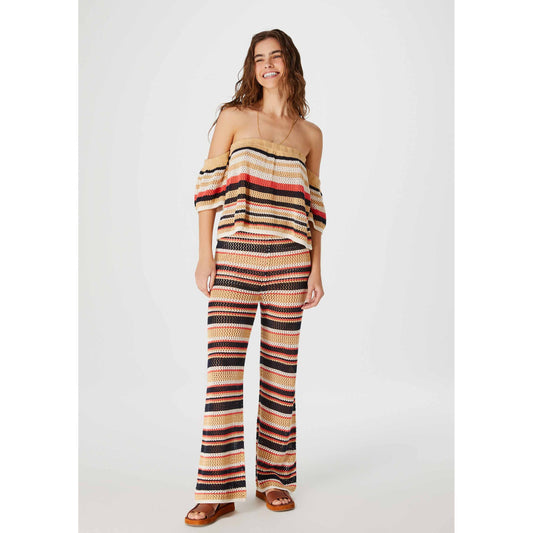 Pantalones de punto a rayas de pierna ancha para hombre