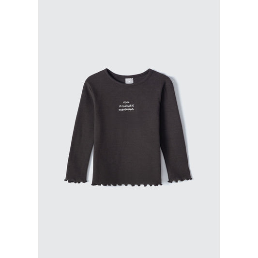 Top a costine per bambina con volant